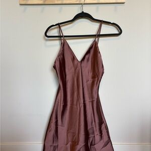 Zara Satin Slip Dress in Dusty Mauve